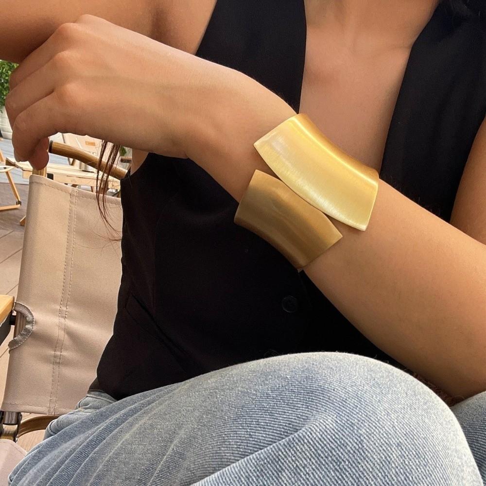 Metallic Finish Wide Cuff Bracelet Extra Wide Statement Wrist Cuff Metal Bangle Party Wear