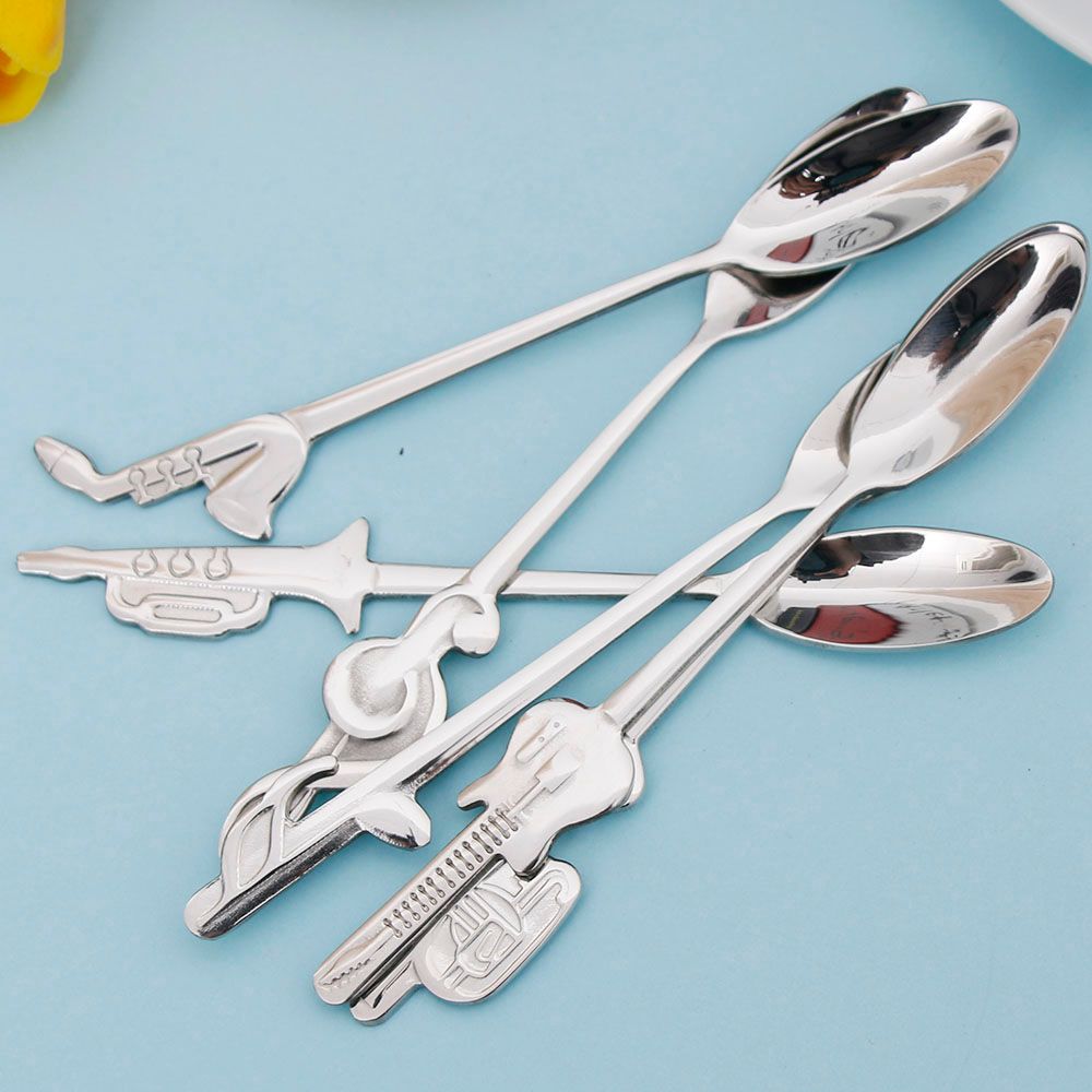 Steel Long Handle Drinking Tools Kitchen Gadget Dining Tableware Coffee Spoon Teaspoon Flatware