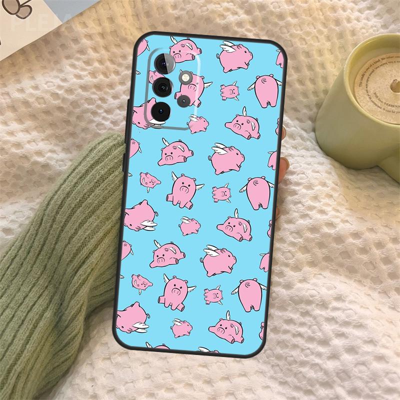 Мультяшный чехол-поросенок для Samsung Galaxy A16 A33 A36 A56 A26 A15 A55 A53 A35 A22 A32 A52 A54 A34 A14 A05 A06