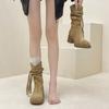 Пустошь ветер бахрома рыцарские ботинки осень и зима мода ретро толстый каблук но колено каблук ботинки узкие западные ботинки