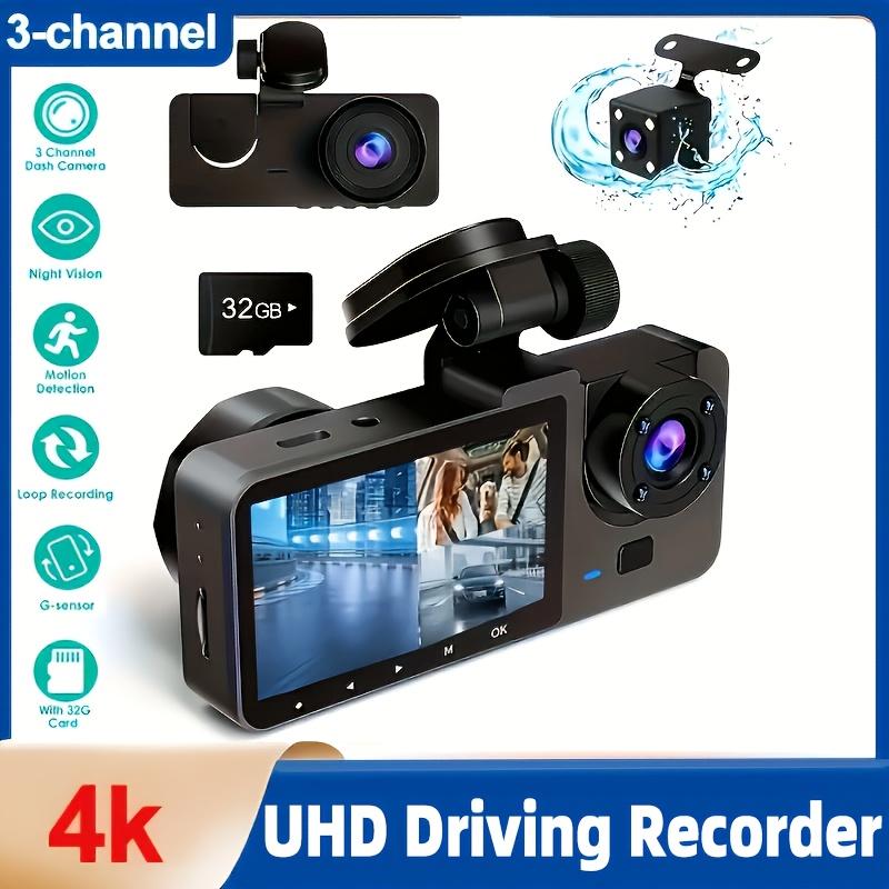 4K Premium трехканальный передний и задний встроенный тахограф, автомобильная камера Full HD с инфракрасным ночным видением, простой в установке рождественский подарок - Y15