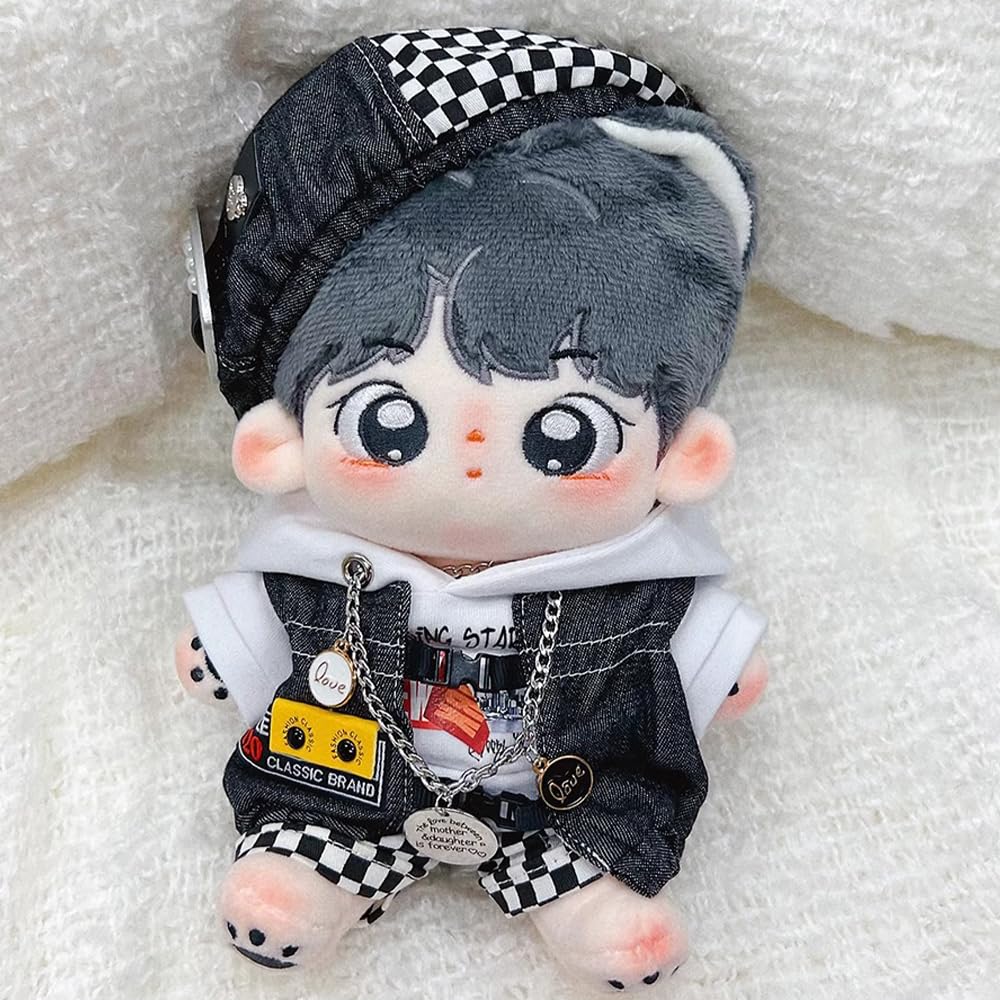 Nianyyhouse 15 см мягкая игрушка одежда черно-белый спортивный костюм берет толстовка шорты жилет очки обувь наряд хлопковая кукла аксессуары (15см)