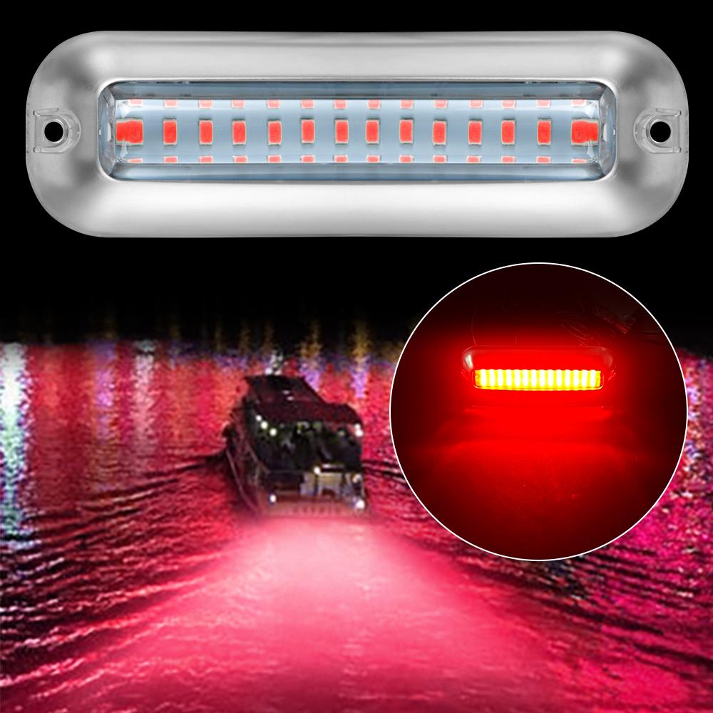 Boat Transom Light Universal Waterproof 10-30V Marine Boat Underwater Pontoon Transom Lamp Stainless Steel 50W 42 LEDs