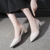 Осень и зима новая неглубокая одинарная обувь женская модная повседневная универсальная на среднем каблуке с закрытым носком остроносые женские туфли на высоком каблуке