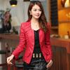 Autumn Women Motorcycle Faux Leather Soft PU Slim Jackets Red Black Women Biker Coat Leather Jackets