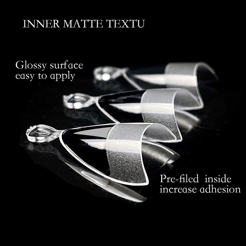 240 ультратонких полунаклеек для ногтей в коробке, бесшовные полуматовые накладки для ногтей, накладки для ногтей миндалевидной формы.