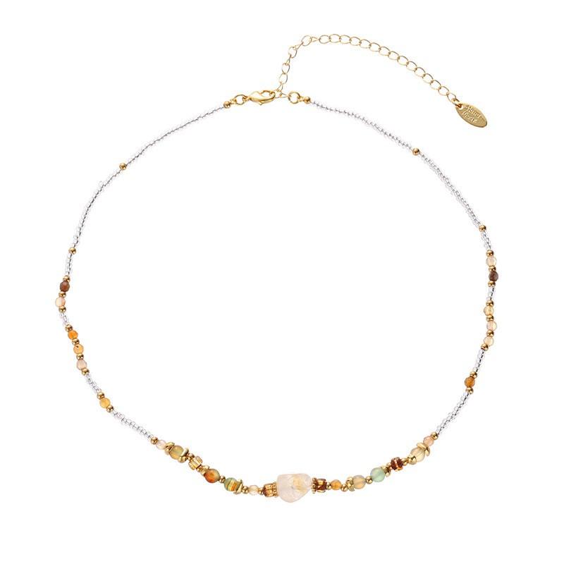 French Vintage Clover Necklace Earrings Set Zircon Butterfly Pendant Long Chain Women