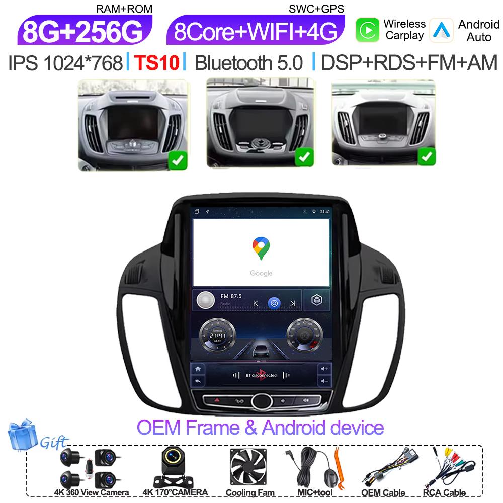 Pdzh2 9,7-дюймовый автомобильный Android Auto для Ford KUGA C-max Escape 2013 - 2015 Мультимедийный плеер Стерео Навигация GPS Головное устройство Сенсорный экран