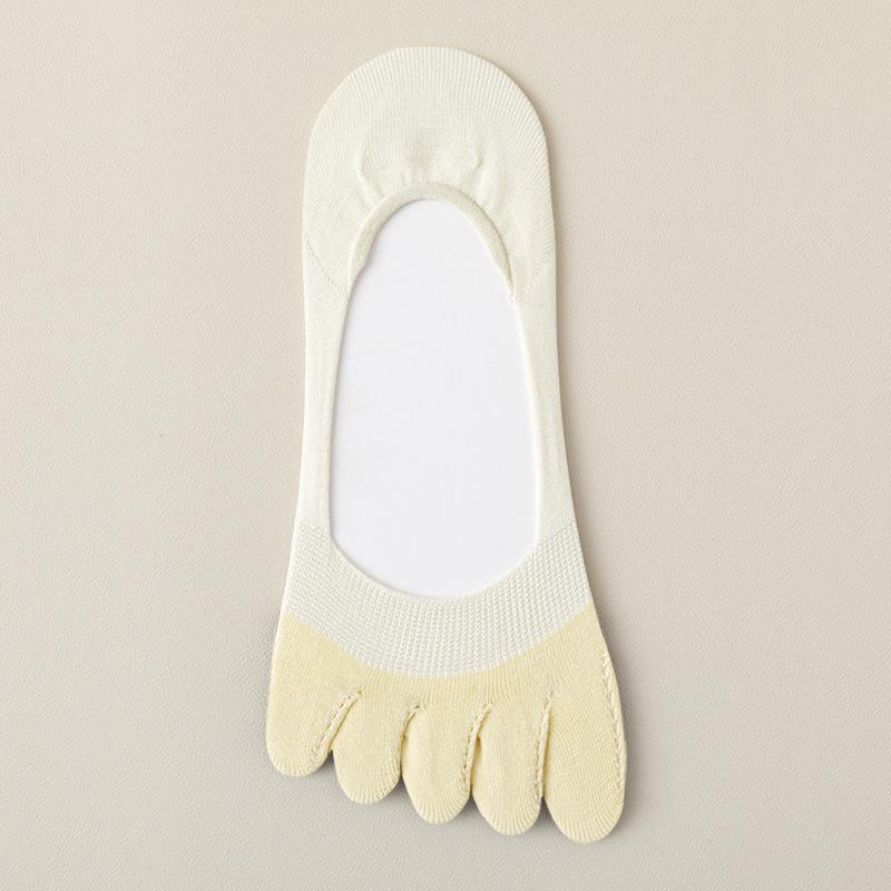 5 пар женских летних тонких носков из чистого хлопка, впитывающих пот, дезодорирующих, дышащих, нескользящих, невидимых, с пятью пальцами