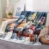 Snowmen Print Flannel Blanket, High quality Comfortable for All Seasons, Home Decor, Warmth and Comfort, Perfect for Christmas Gifts