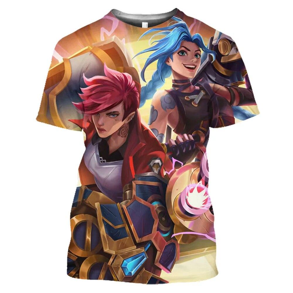 Anime LoL Arcane T Shirt Men Women Fashion League Of Legends 3D Print T-shirt Kids Hip Hop Tops Tees Boy Tshirt Game Camiseta… More