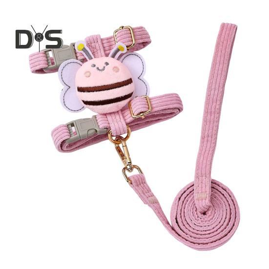 Комплект шлейки и поводка для кошек, регулируемая шлейка для котят с защитой от побега и рисунком пчелы для маленьких и средних кошек и собак на открытом воздухе