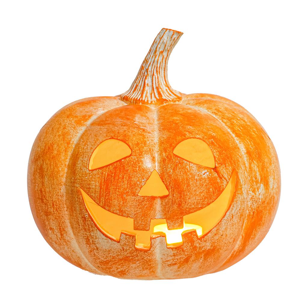Halloween Resin Pumpkin Lantern with LED Light Fall Decorations Set for Outdoor Porch Yard Garden Holiday Scene Arrangement Orange Festival Gift