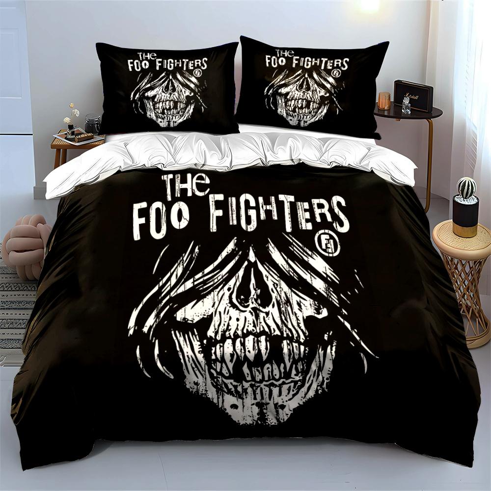 Foo Fighters Skull Black Bedding Set Bedding set (1 duvet cover, 2 pillowcases, duvet not included)