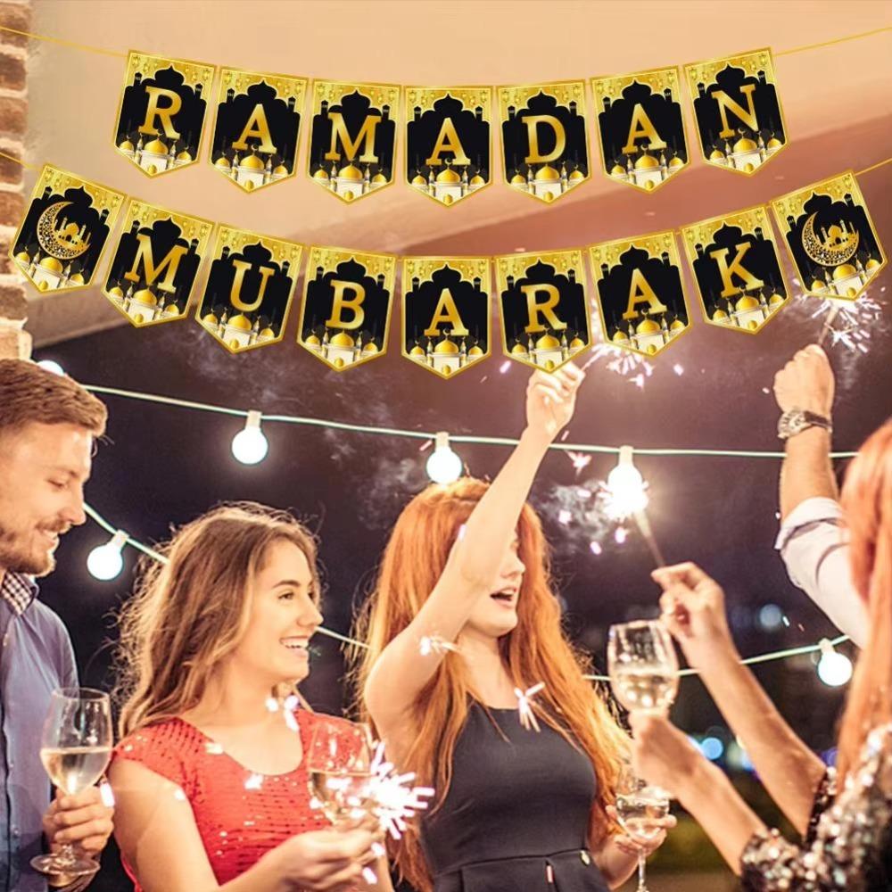 Узор луны и звезд Ид Мубарак бумажный баннер фестиваль Ид аль-фитр вечеринка кулон украшение дома