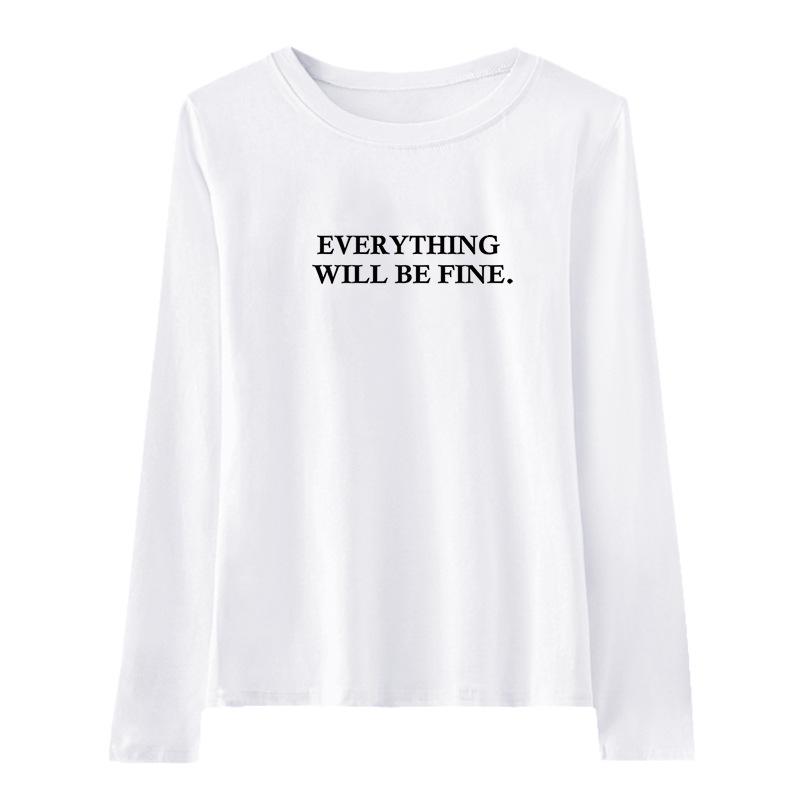 Женская свободная футболка с длинными рукавами из чистого хлопка — новинка сезона весна/осень 2024 г., утягивающий дизайн, закрывающий живот