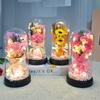 Eternal Flower Glass Cover Lamp Soap Flower Acrylic Cover Valentine Day Gift For Girlfriend Mothers Day Wedding Bridesmaid Gift