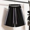 Summer New Casual Shorts Women's Five-point Pull-up High-waisted Sports Middle Pants A-shaped Loose Version Wide-leg Pants