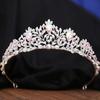 DIEZI Korean Luxury AB Silver Color Crystal Tiara Crown Women Girls Wedding Birthday Party Elegant Bridal Queen Hair Accessories