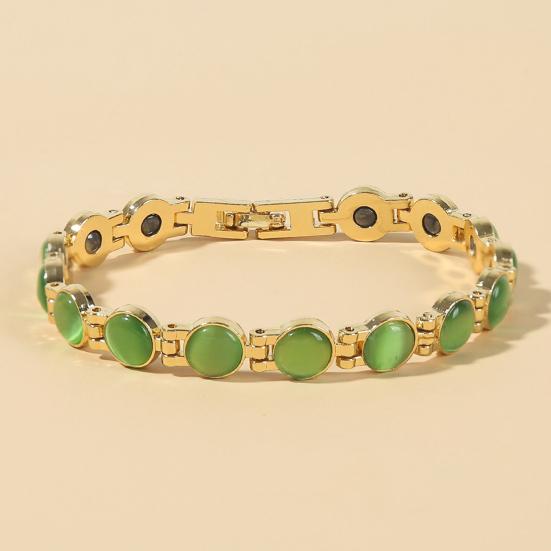 Браслет для магнитной терапии, позолоченный, снимает усталость, ювелирные изделия, блестящий камень «кошачий глаз»