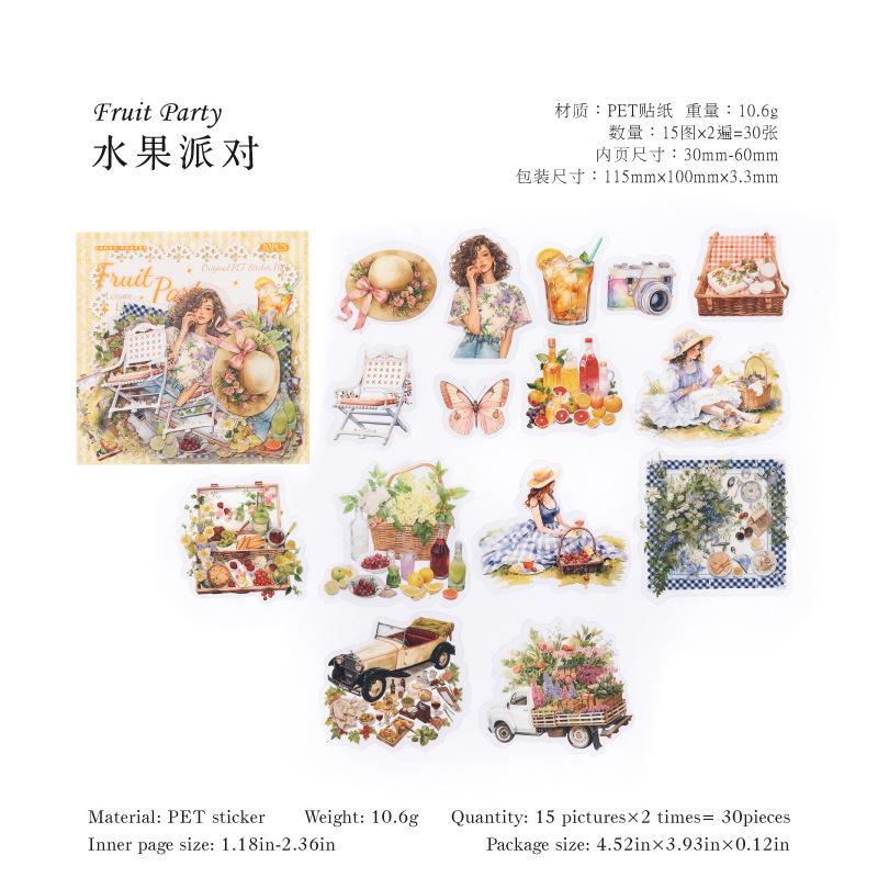 30pcs/1lot kawaii Stationery Sticker leisure life junk journal Decorative Scrapbooking DIY Craft Sticker