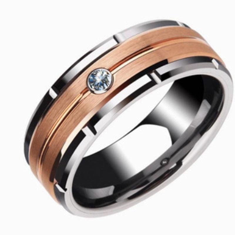 Мужское кольцо из нержавеющей стали 8 мм с кристаллами розового золота, обручальное кольцо с кельтским драконом