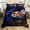 Пододеяльник Galaxy Cats для женщин и детей, комплект постельного белья с 3D-кошками, милый комплект постельного белья с изображением животных, чехол для пододеяльника Galaxy Microfiber Quilt Cover