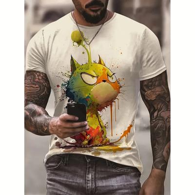 Летняя мужская футболка с животным принтом, футболки с короткими рукавами, уличный повседневный пуловер, мужская одежда свободного кроя, модная футболка, свободные топы