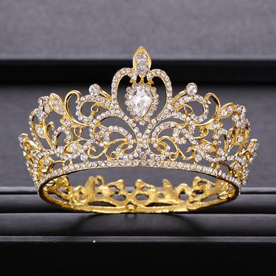 Модная корона невесты в стиле барокко со стразами, хрустальная корона, повязка на голову, королевская корона, золотая корона, аксессуары для волос, свадебная корона