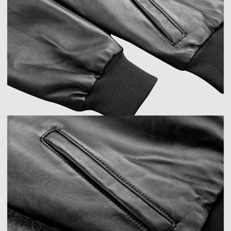 Брендовая бейсбольная куртка из натуральной кожи, мужская одежда, мотоциклетные черные кожаные куртки