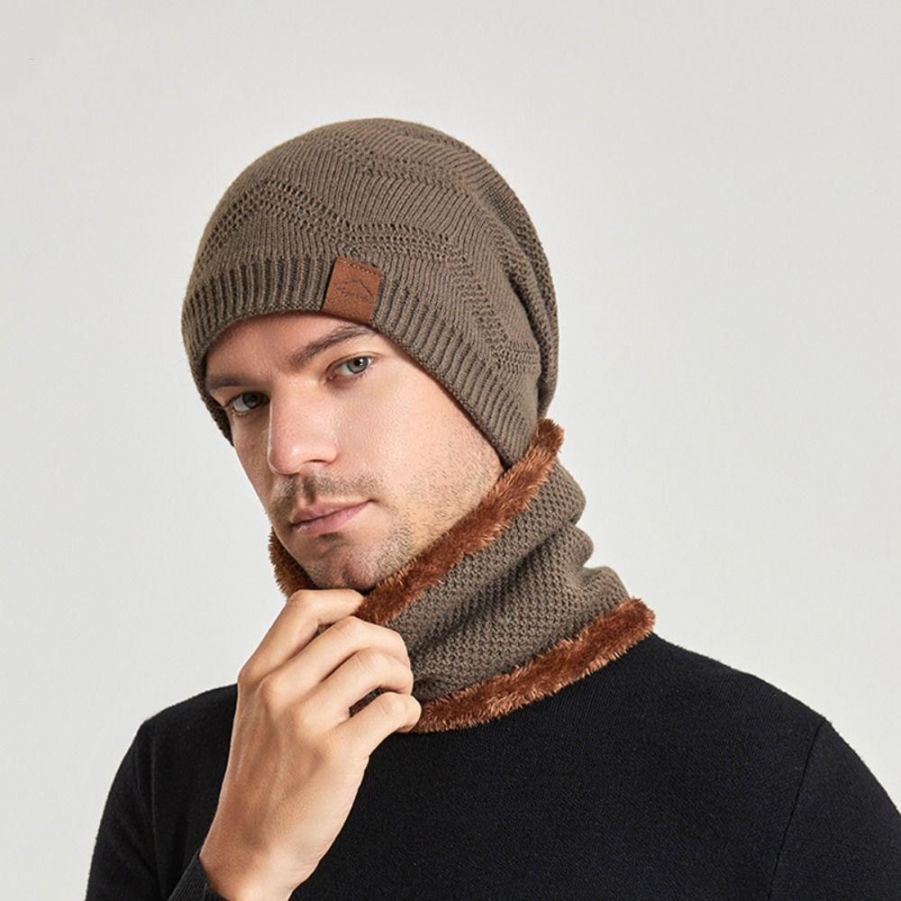 Stylish Design Thermal Knit Cap Thicken Warm Wool Hat Winter Beanie Hat Scarf Set Winter Season