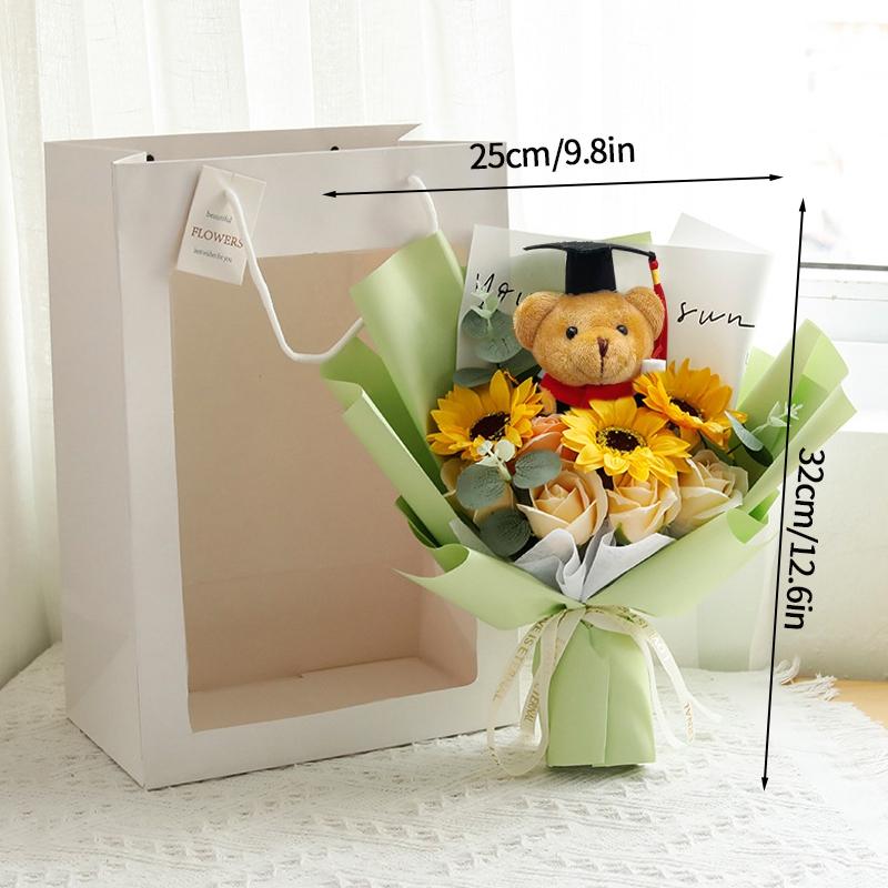 Вязаный букет цветов Выпускной букет Плетеный искусственный цветок Свадебный подарок Готовый подсолнух Подарок на выпускной Снова в школу