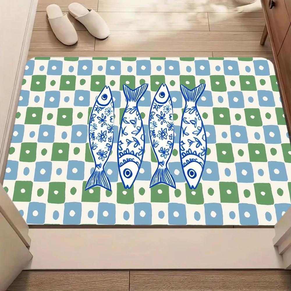 Cartoon Fish Carpet Mat Rug Colorful Marine Pattern Home Decoration Living Room Bedroom Modern Floor Decor Floor Mat Welcome Mat
