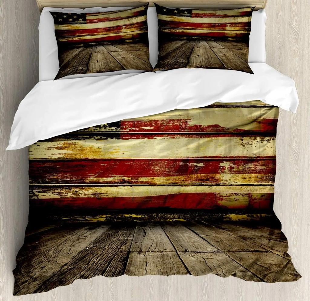 United States Duvet Cover Set Newspaper New York with Texts Lipstick Vintage Bedding Set Double Queen King Polyester Qulit Cover