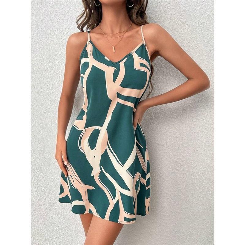 Women's Summer Sleeveless Striped Print Sexy Suspender Dress