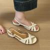 Round-toed Women's Shoes Exude A Sense of Elegance When Worn As Outerwear with A Hollowed-out One-strap Sandals
