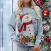 Women's Christmas Snowman Print O-Neck Long Sleeve Autumn Casual Pullover Top