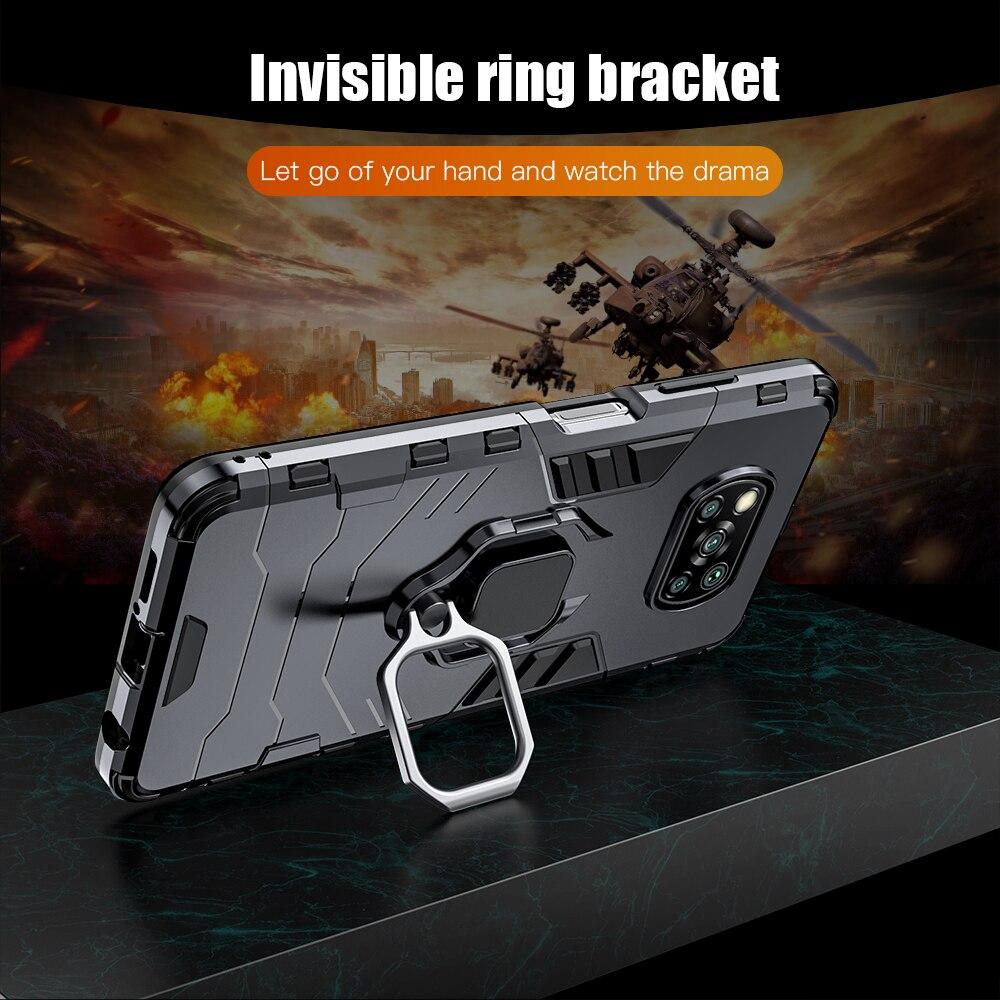 Keysion Armor Shockproof For Case Xiaomi Poco X3 Nfc F2 Pro M2 Pro Ring Stand Phone Back Cover For Poco X3 Nfc X2 Pocophone F1