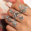 4Pcs Women Vintage Stereo Flower Leaves Midi Finger Knuckle Rings Set Jewelry