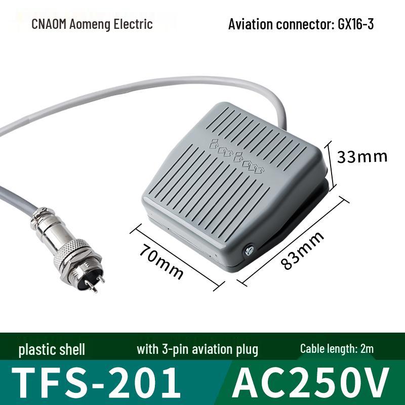 TFS-201 Plastic Foot Switch, 2m Cable, Pedal-Operated, Aviation Plug, Two/Three-Core Options