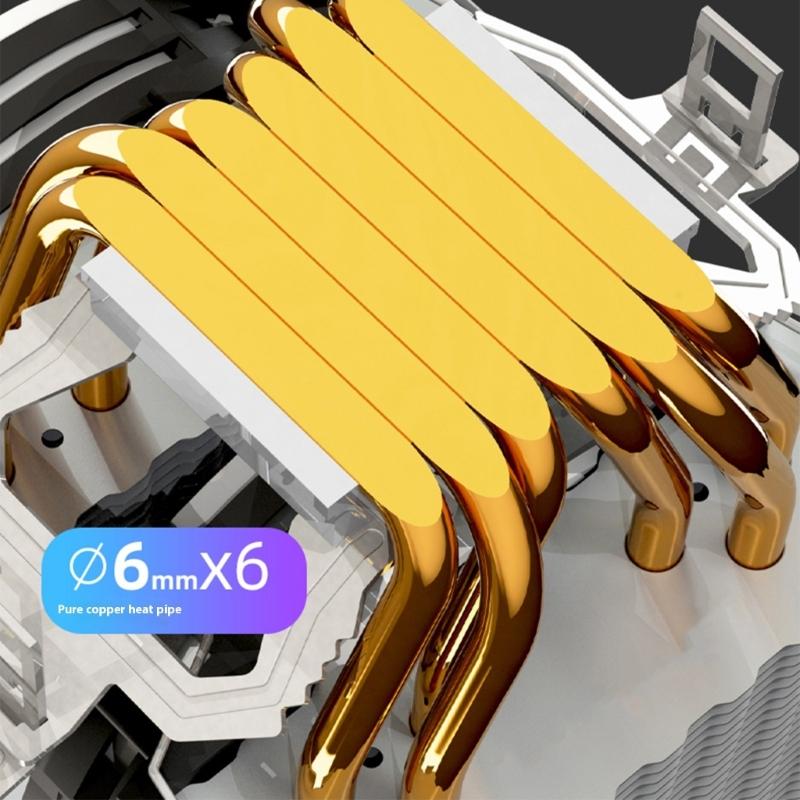 6 Тепловых Трубок ARGB Воздушный Кулер для CPU PWM ARGB Вентилятор Охлаждения для Корпуса ПК LGA Компьютерное Оборудование Тепловое Управление