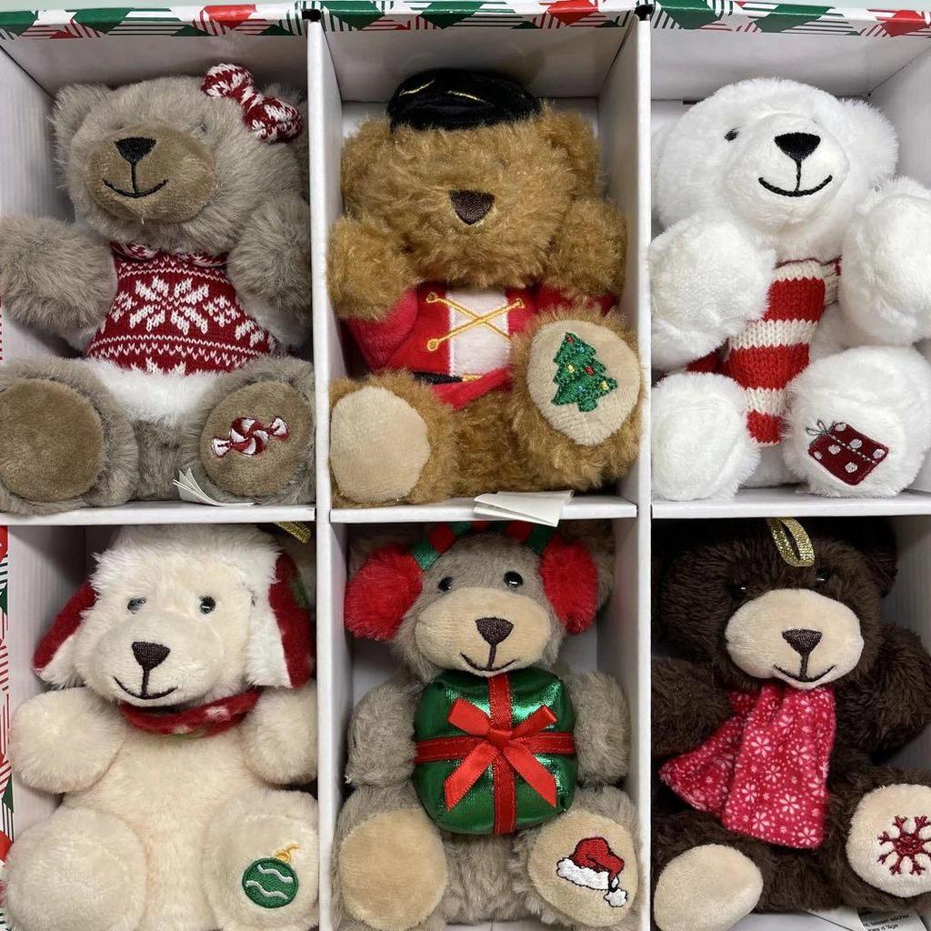 [USED] Christmas Ornament Teddy Bear 6 Pieces