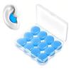ZUNNY HJERBOF Silicone Waterproof Earplugs Set of 12, Earplugs Blue, For Sleeping/swimming/studying/airplane Preparation, Washable Reusable With Case