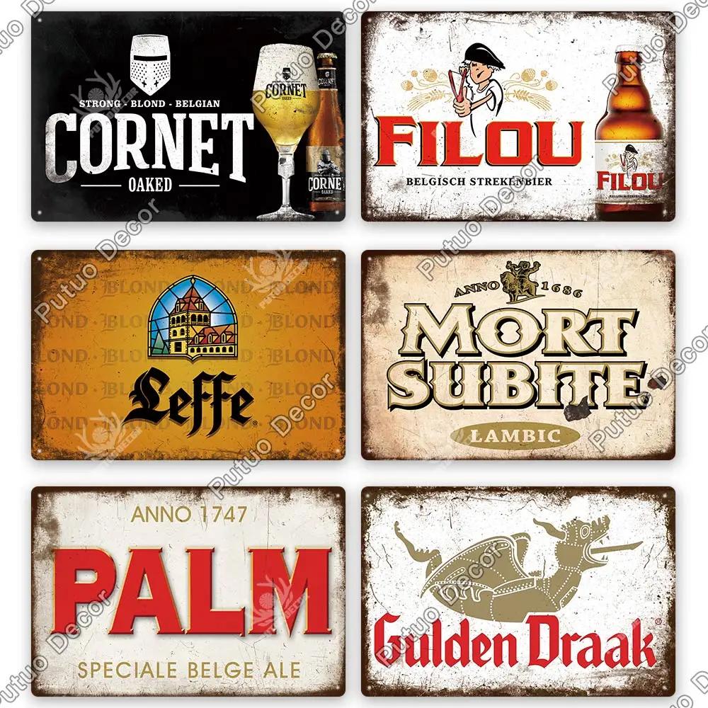 Putuo Декор Бельгия Пивная табличка металлическая винтажная жестяная вывеска металлическая вывеска декоративная табличка Настенный декор паб-бар человек пещера клуб украшение