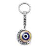 Blue Turkish Evil Eye Double-Sided Moon Keychain Charm