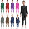 Girls Glittery Rhinestone Gymnastics Jumpsuit Keyhole Back Long Sleeve Leotard for Dance Figure Skating Unitard