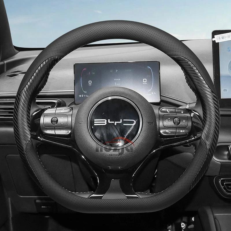 Кожаный чехол на руль автомобиля для BYD Atto 3 Yuan Plus TANG Song plus 2022 2023 2024 2025 Не требует шитья Ручные аксессуары