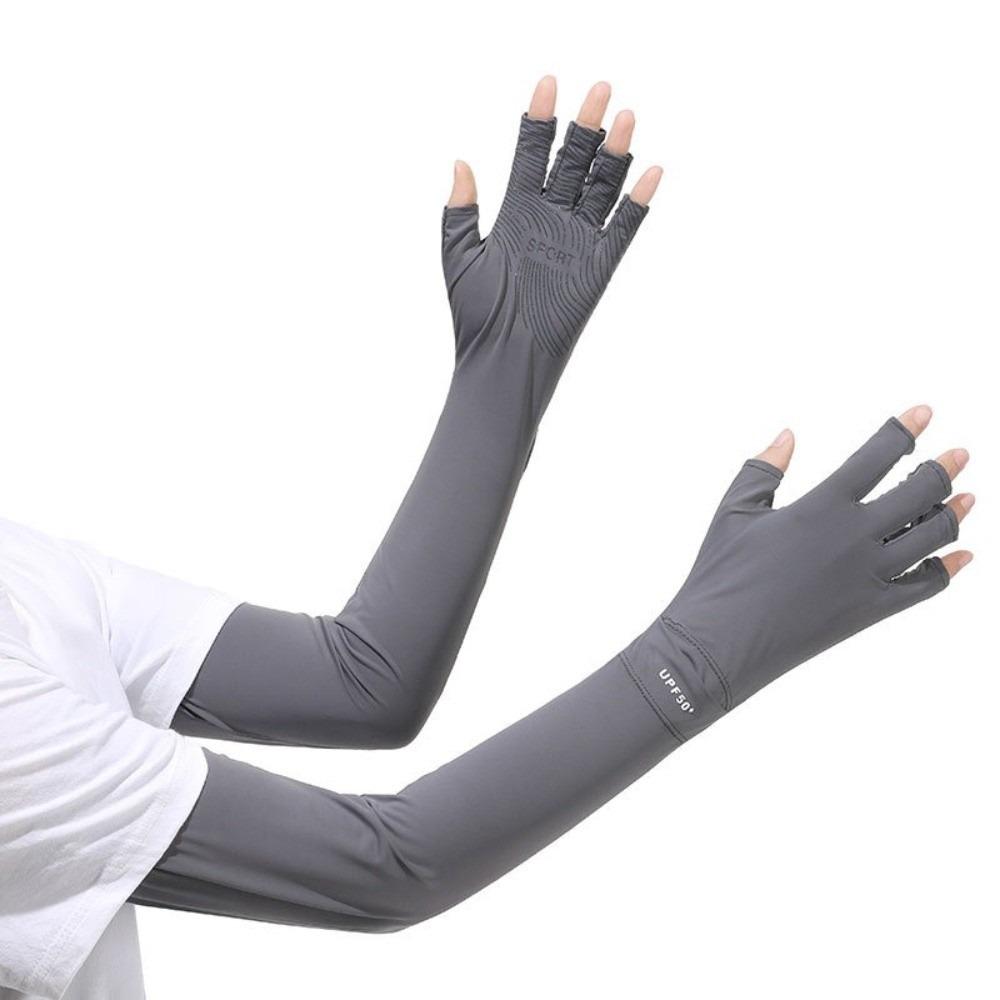 Solid Color Ice Silk Arm Sleeve Sun Protection Summer Arm Cover Women's Gloves Long Sleeve  Men