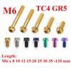 Болты винты M6 P1.0 X 8 10 12 15 20 25 30 35 -120 мм Золотой Синий Черный TC4 GR5 Титановый Сплав Стандартная Головка A3 для Мотоцикла DIY