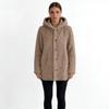Autumn and Winter Women's Solid Color Long Sleeve Hooded Loose Plush Coat for Women